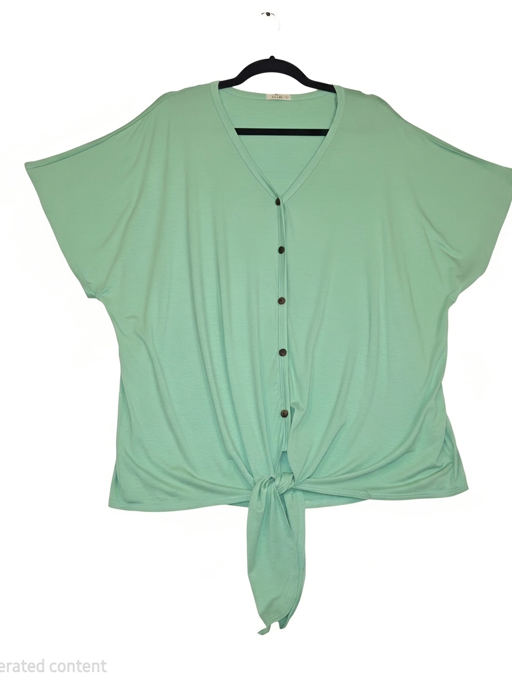 V-Neck Tie-Front Blouse in Mint Green